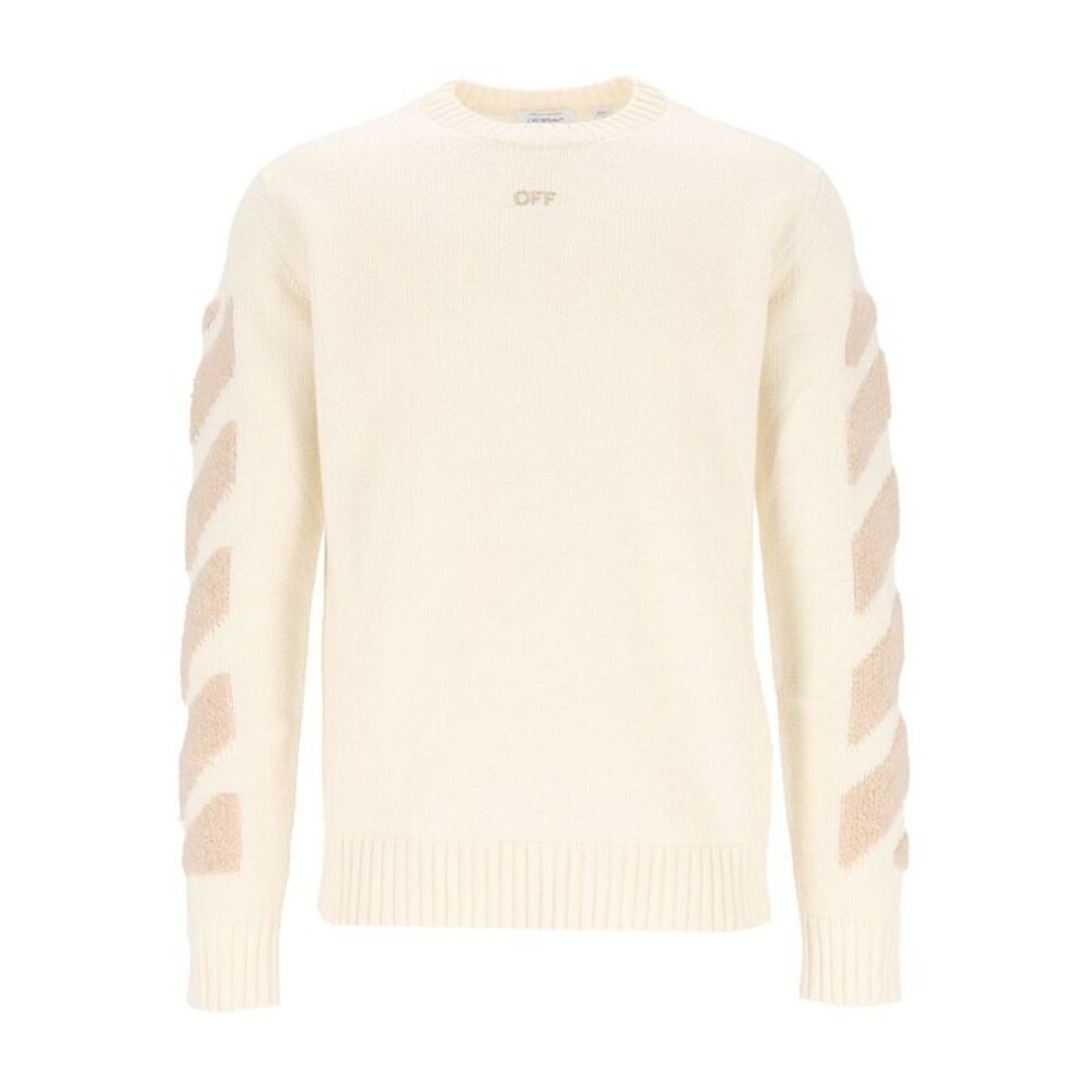 Off-White Men Diagonals Fuzzy Knit Crewneck